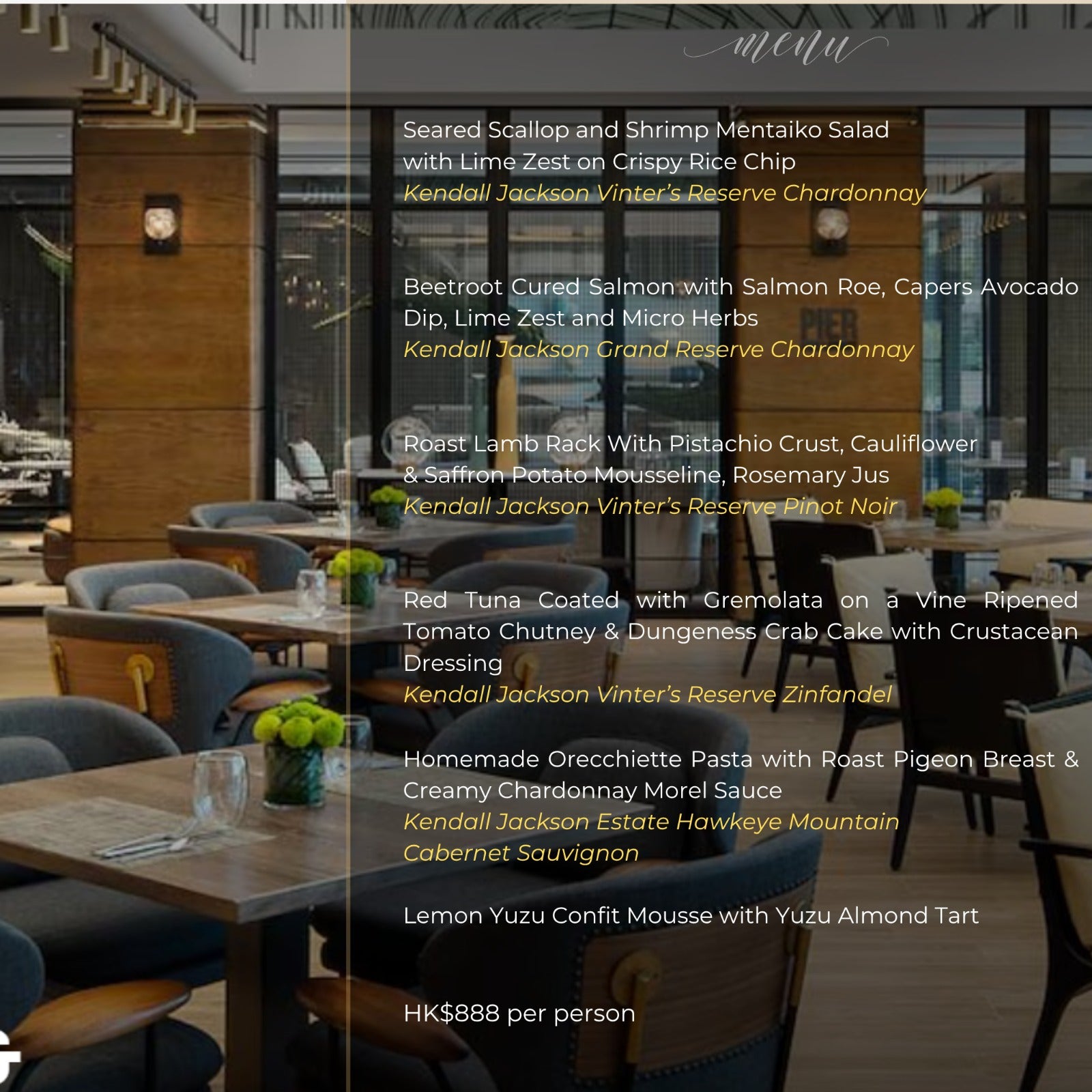 (8-Sep-2026) Kendall Jackson Wine Dinner @ Pier Lounge & Pier Bar