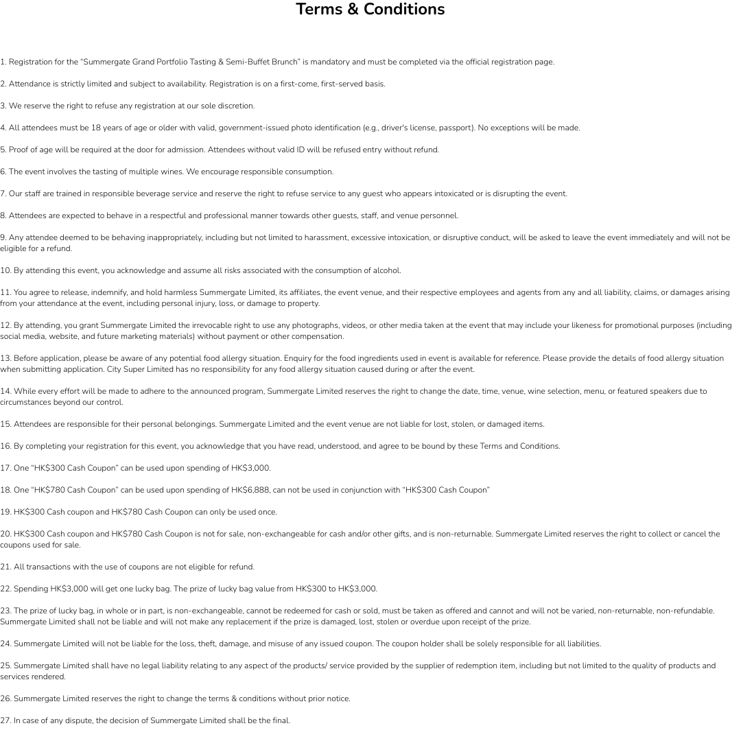 (15-Nov-2025) Summergate Grand Portfolio Tasting & Semi-Buffet Brunch